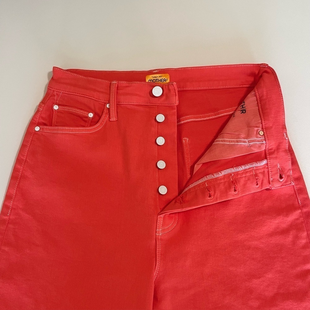 Mother The Tune Up Bona Fide Hover Slim Straight Jean Play Date Hot Coral 29 - Picture 12 of 16